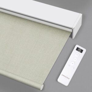 Motorized Blinds Roller Shade with Remote: Canisteo Automatic Smart Blind 100% Blackout, Electric Blinds Compatible with Alexa/Google Home/Apple Homekit, Customized Size,Fabric Sample,Multi-Color