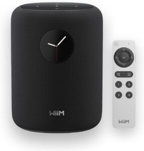 WiiM Sound Smart Speaker with 1.8″ Touch Display, Hi‑Res 24‑bit/192 kHz, AI RoomFit™ Room Correction, 100W Peak, Wi‑Fi 6E/Bluetooth 5.3, Multi‑Room & Stereo Pairing, Remote Included, White
