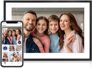 Digital Picture Frame, 10.1 Inch Picture Frame with 1280*800 HD IPS Touch Screen, Smart Digital Photo Frame Built-in 32GB Memory, Auto-Rotate Easy Setup to Share Photos or Videos via AiMOR APP (Black)
