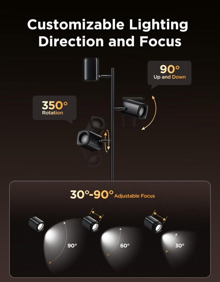 Govee Tree Floor Lamp Compatible with Matter, 3 Rotatable Lights with LuminBlend Technology, Standing Lamp with 64 Dynamic Scenes, Music Sync, Ideal Floor Lamp for Living Room, Bedroom, Office