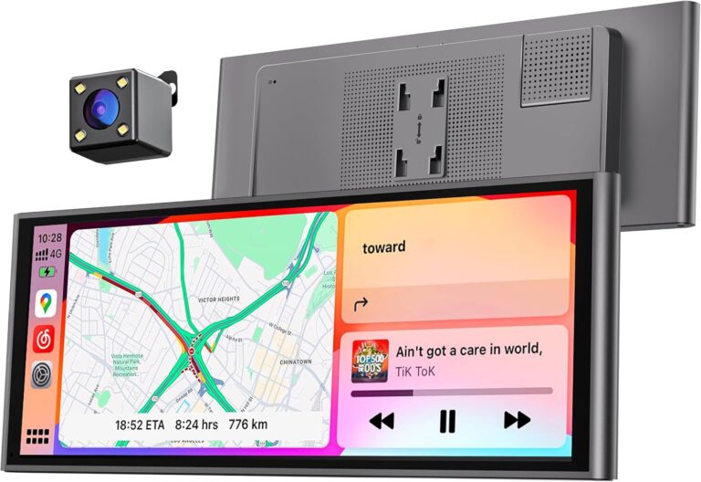krunia 9.26″ Wireless Portable Car Play Screen for Apple CarPlay & Android Auto, OTA Updates, Backup Camera, Mirror Link, 5.0 Bluetooth, Voice Control, GPS Navigation, FM