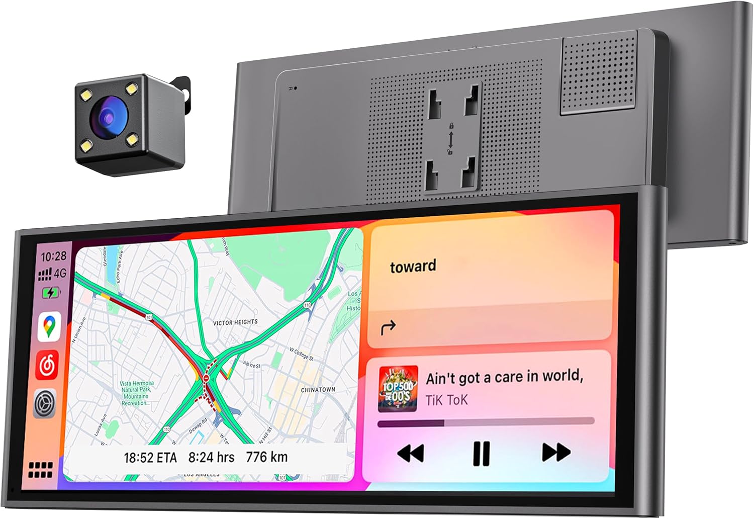 krunia 9.26″ Wireless Portable Car Play Screen for Apple CarPlay & Android Auto, OTA Updates, Backup Camera, Mirror Link, 5.0 Bluetooth, Voice Control, GPS Navigation, FM