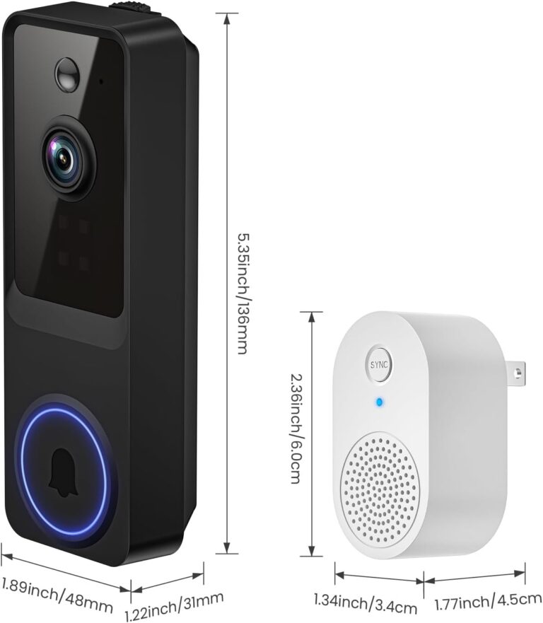 NodeBlaz 1080p Doorbell Cameras for Entrance, Cloud Storage (Subscription Required), Indoor Doorbell Receiver Notification, Night Vision, Battery Powered