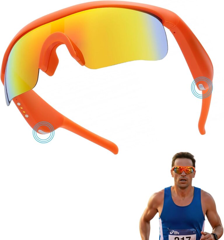 Photochromic Smart Glasses for Men & Women, Bluetooth 5.3 Sports Sunglasses with Hands-Free Calls, Open-Ear Speaker, Polarized UV400, IPX5 Waterproof, Magnetic Charging for Running Cycling(Black/Grey)