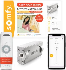 Somfy Clever Tilt Blind Motor Kit 2 Pack - Fits Your Existing 2" Horizontal Blinds - Smart Blinds for Security, Glare, & Natural Light - Automatic Blinds Opener - Includes Remote, Motor, and Charger