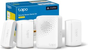 Tapo Door Sensor Starter KIT, Matter Compatible, 3X Smart Door Window Contact Sensor and 1x Smart Hub with Built-in Chime, Smart Automation, Real-Time Notification, T31 KIT