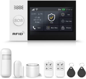 Wireless Alarm System for Home Security,24 Pcs Home Alarm System Wireless DIY Kit,WiFi+GSM/4G with Instant App Alerts NO MonthlyFees,SOS Button,App & Remote Control,Work with Alexa,for Apartment