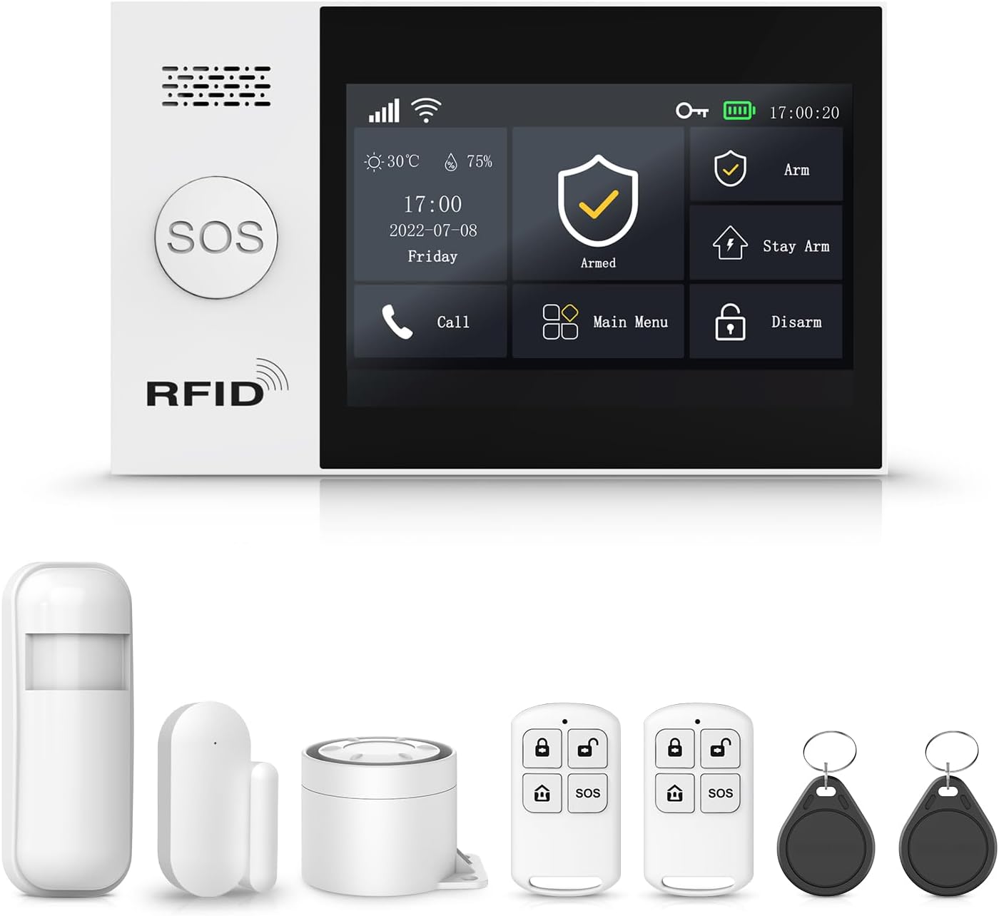 Wireless Alarm System for Home Security,24 Pcs Home Alarm System Wireless DIY Kit,WiFi+GSM/4G with Instant App Alerts NO MonthlyFees,SOS Button,App & Remote Control,Work with Alexa,for Apartment