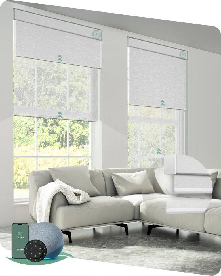 Yoolax Smart Dual Roller Shades, Motorized Blinds with Remote Smart Blinds Compatible with Alexa, Automatic Dual Shades for Windows Bedroom Living Room (White)