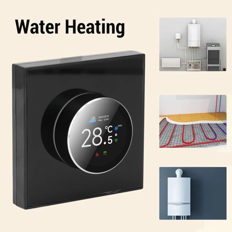 YUEHISY Smart Thermostat, Programmable WiFi Temperature Regulator, Remote Control Knob Control, 2 Way Rotating with Light, Works with Tuya App
