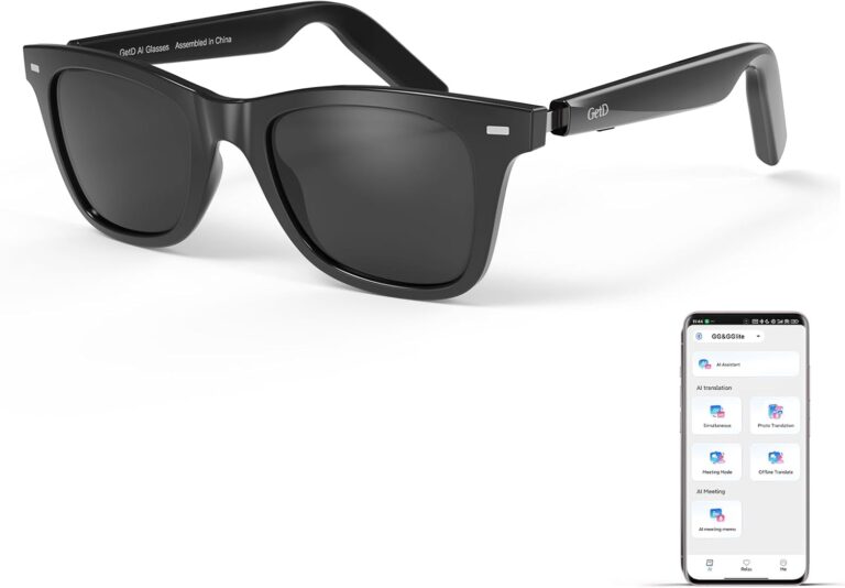 AI Glasses for Men & Women, Smart Glasses Powered by ChatGPT, AI Real-time Translation with 107 languages, 11H Music Play, Bluetooth Sunglasses with Polarized Lens, UV Protection for Daily Use, Travel