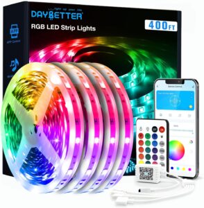 DAYBETTER LED Strip Lights 130ft Lights Strip for Bedroom, Desk, Indoor Room Bedroom Brithday Gifts RGB Decor with Remote and 24V Power Supply