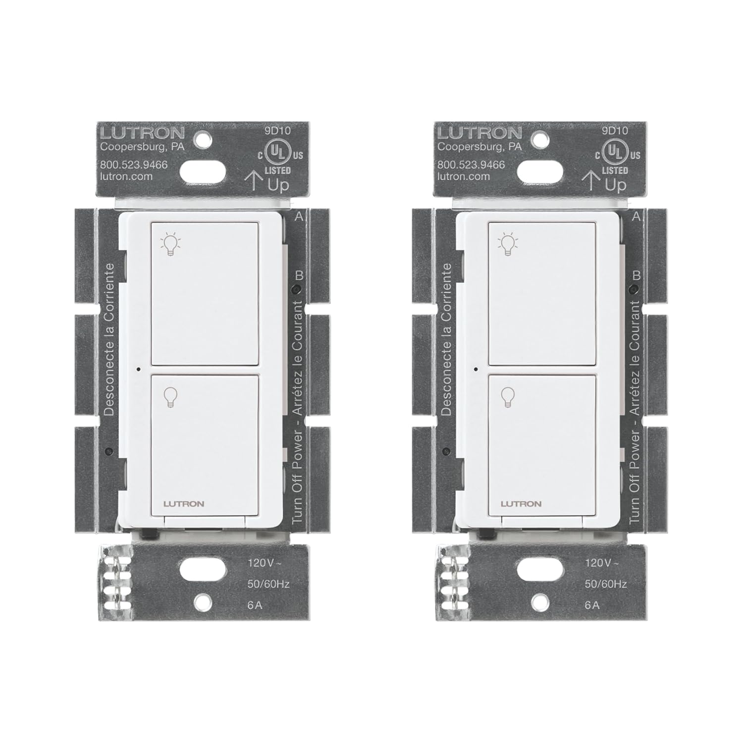 Lutron Caseta Original Smart Light Switch (Lutron Smart Hub Required), for Home, LED Lights, and Fans, 6 Amp, Single-Pole/3-Way, Neutral Required, PD-6ANS-WH, White