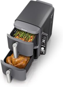 Ninja DoubleStack XL Smart Air Fryer, 2-Basket, 10 QT, 6-in-1, DoubleStack Technology Cooks 4 Foods concurrently, Space Saving Design, Air Fry, Broil, Bake SL451