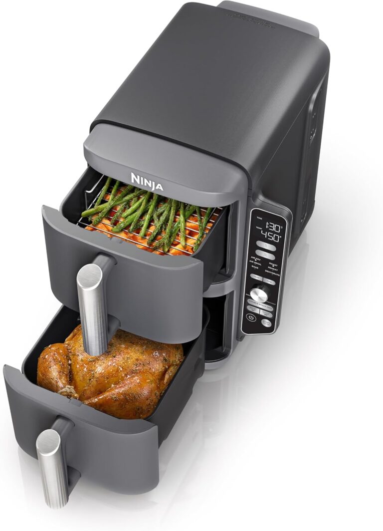 Ninja DoubleStack XL Smart Air Fryer, 2-Basket, 10 QT, 6-in-1, DoubleStack Technology Cooks 4 Foods concurrently, Space Saving Design, Air Fry, Broil, Bake SL451