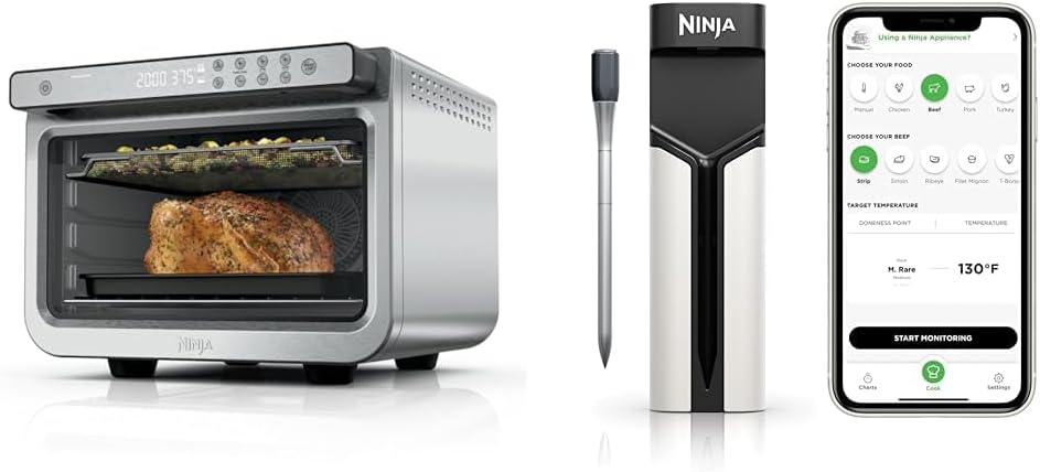 Ninja Prestige Smart XL with Pro Cook System 10-in-1 Air Fry Digital Countertop Convection Toaster Oven with Air Fry, Air Roast, Broil & Bake, Pro Cook Thermometer, 1800 Watts, Stainless Steel, DT551