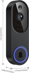 SearByte 1080P Wireless Video Doorbell Camera, 2.4G WiFi Only, AI Human Detection, Indoor/Outdoor Surveillance Cam, 2-Way Talk, Night Vision, Cloud Storage (Sold Separately)