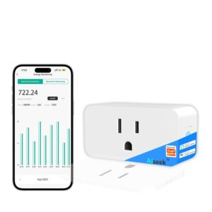 AiSeek Smart Plug with Energy Monitoring, 15A 1800W 2.4Ghz Wi-Fi Outlet 4-Pack, Pro Series Tuya Smart Plug, Works with Alexa & Google Assistant, Programmable Timer, ETL & FCC Certified