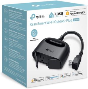 Kasa Matter Smart Outdoor Plug, Dual Outlet, IP64 Weather Resistance, Works with Apple HomeKit, Amazon Alexa, Google Home, SmartThings, 15A/1800W Max, ETL Certified, 2.4G Wi-Fi Only, EP40M