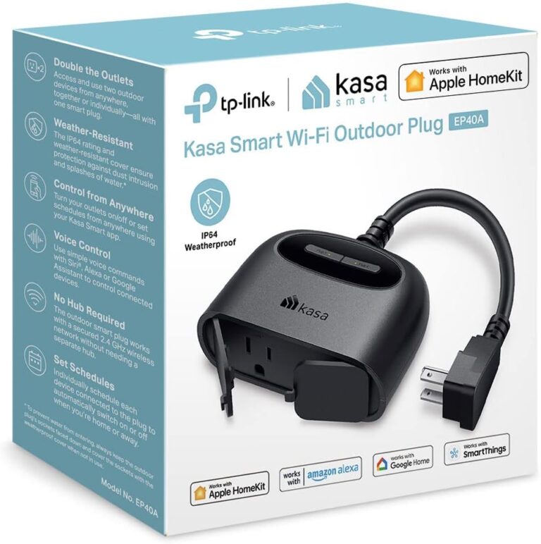 Kasa Matter Smart Outdoor Plug, Dual Outlet, IP64 Weather Resistance, Works with Apple HomeKit, Amazon Alexa, Google Home, SmartThings, 15A/1800W Max, ETL Certified, 2.4G Wi-Fi Only, EP40M