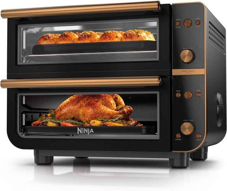 Ninja Double Oven Pro Smart XL Countertop Oven & Air Fryer | 30.2 Qt Capacity | 12-in-1 with Smart Finish & DualZone Tech to Cook 2 Meals concurrently | Fits up to 4.5lb Chicken | Stainless Steel | DCT801