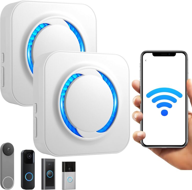 Smart Doorbell Chime 2 Pack White– Compatible with Google Nest Ring Blink, No Wiring Need,No Range Limit, 3-Min Setup via Alexa Smart Life App, 0-110dB, 32 Chimes, 99+Expandable for Large Home Villa