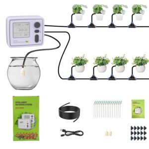 Smart WiFi Drip Irrigation System,Dual Channel Automatic Watering Kit for 20 Potted Plants,Compatible with Alexa/Google Home,Timer with App Control,20 Adjustable Emitters & 15M Hose for Indoor Garden