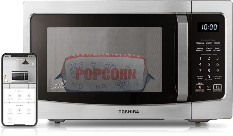 TOSHIBA ML-EM34P(SS) Smart Countertop Microwave, Sensor Reheat, Works With Alexa & Remote Control, Kitchen Essentials, Mute Function&ECO Mode, 1100W, 1.3 Cu Ft, With 12.4″ Turntable, Stainless Steel