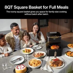 Typhur Sync 8QT AI Smart Air Fryer with Built-in Wireless Meat Thermometer, 9-in-1 XL Non Toxic Ceramic Airfryer, 450°F Max, Cooks 6lb Whole Chicken, Quiet & Dishwasher Safe, 120V