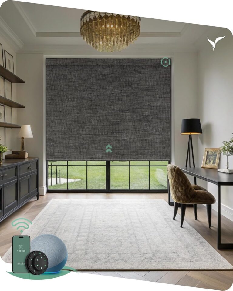 Yoolax Motorized Blinds with Remote, 100% Blackout Smart Blinds Work with Alexa, Google, Apple Homekit, Motorized Shades for Bedroom, Custom Electric Shades Voice Control (Foggy Gray)