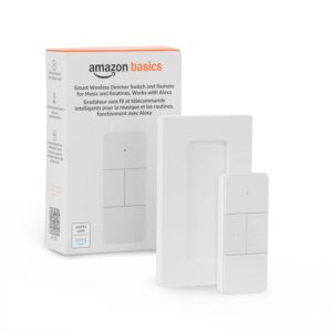 Amazon Basics Smart Dimmer Switch and Remote for Music and Routines, Works with Alexa Only, Compatible Echo Devices Required, Easy Setup, No Wiring Required, Handheld