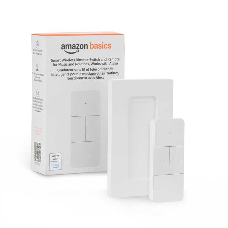 Amazon Basics Smart Dimmer Switch and Remote for Music and Routines, Works with Alexa Only, Compatible Echo Devices Required, Easy Setup, No Wiring Required, Handheld
