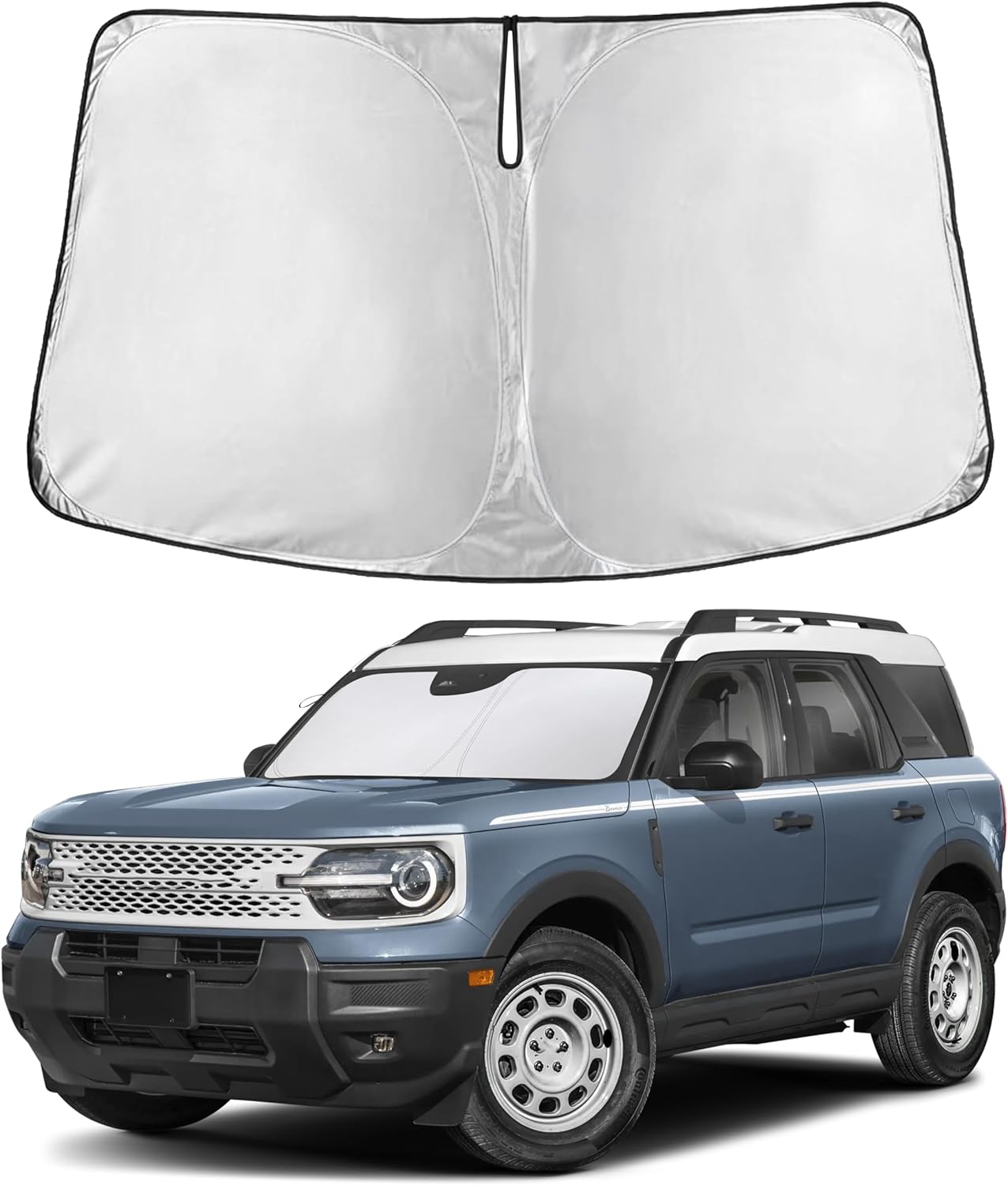 Autovir Windshield Sun Shade Foldable – 280T Car Front Window Shade, Heat Shield UV Sun Visor Protection, Keeps Interior Cool, Easy Fold Storage, Universal Fit for SUV, Sedan