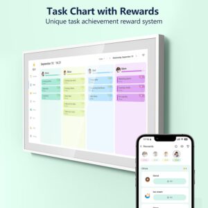 Digital Calendar, 21.5 Inch Electronic Calendar & Chore Chart, Smart Family Organizer with Interactive Touchscreen Display, Wall Mount or Desk Mount in Portrait or Landscape