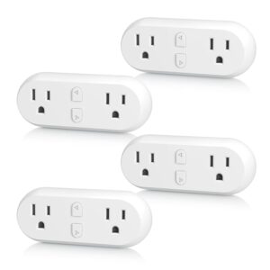 HBN Smart Plug 15A, WiFi&Bluetooth Outlet Extender Dual Socket Plugs Works with Alexa, Google Home Assistant, Remote Control with Timer Function, No Hub Required, ETL Certified, 2.4G WiFi Only