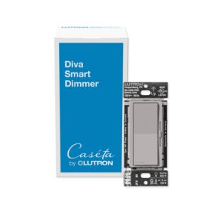 Lutron Diva Smart Dimmer Light Switch for Caseta Lighting (Lutron Smart Hub Required), for LED Lights, 150W, Single-Pole/3-Way, No Neutral, White, 2 Pack (DVRF-6LS-WH-2)