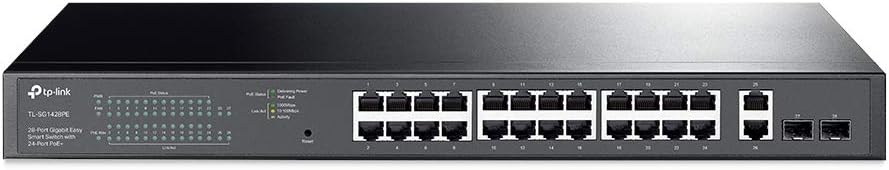 TP-Link TL-SG1428PE 24 Port Gigabit PoE+ Switch – Easy Smart Managed, 24 PoE+ Ports @250W, 2 SFP Slots, Auto Recovery, QoS, VLAN, IGMP, LAG