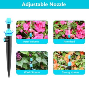 TRJZWA 100FT Drip Irrigation System Kit with Smart Water Timer for Garden, 1/2" High-Flow Mainline Automatic Watering System, 16pcs Adjustable Nozzles & Sprays,Fast-Plug Kit for Yard,Lawn Agricultural