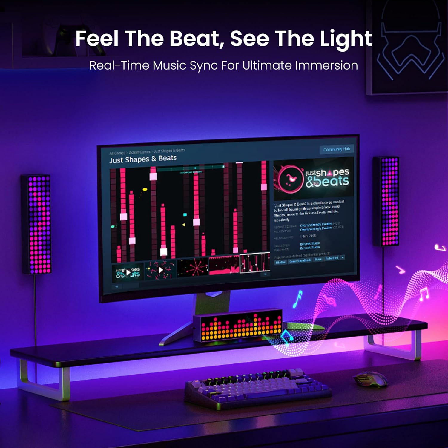 YEELIGHT Smart LED Pixel Display, RGB Gaming Desk Decor with Clock, Custom Text & Emoji, Music Sync Pixel Art, Matter & Alexa Compatible, App Controlled 16M Colors for Game Room, Bedroom, Streamer