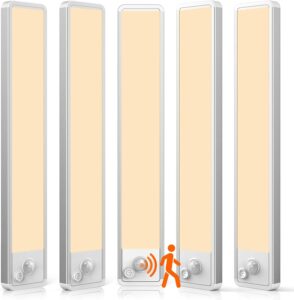 5 Pack Under Cabinet Lighting Wireless 2200maAh Rechargeable LED Motion Sensor Magnetic Light Indoor Closet Lights for Kitchen, Stairs Cool White