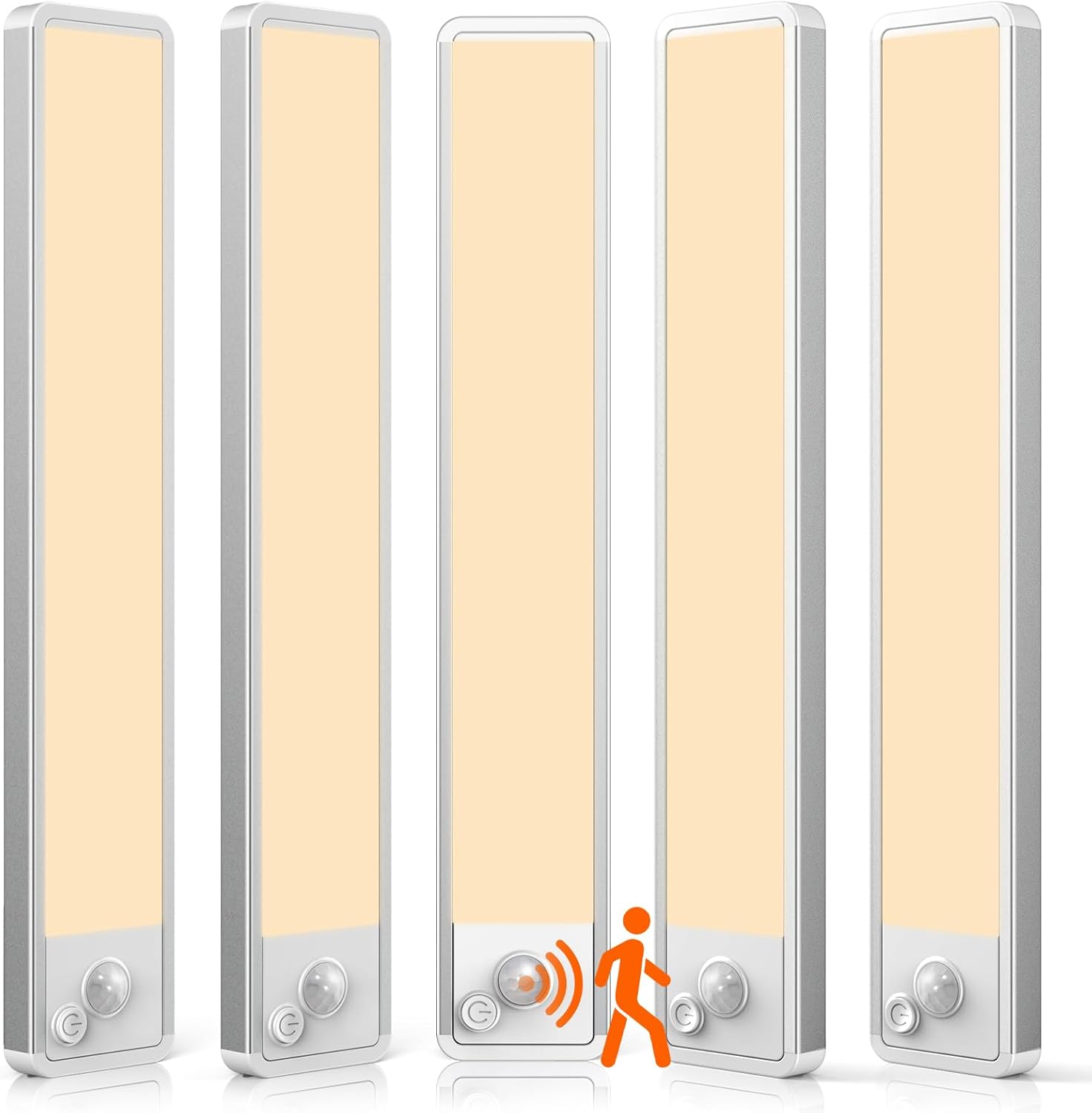 5 Pack Under Cabinet Lighting Wireless 2200maAh Rechargeable LED Motion Sensor Magnetic Light Indoor Closet Lights for Kitchen, Stairs Cool White