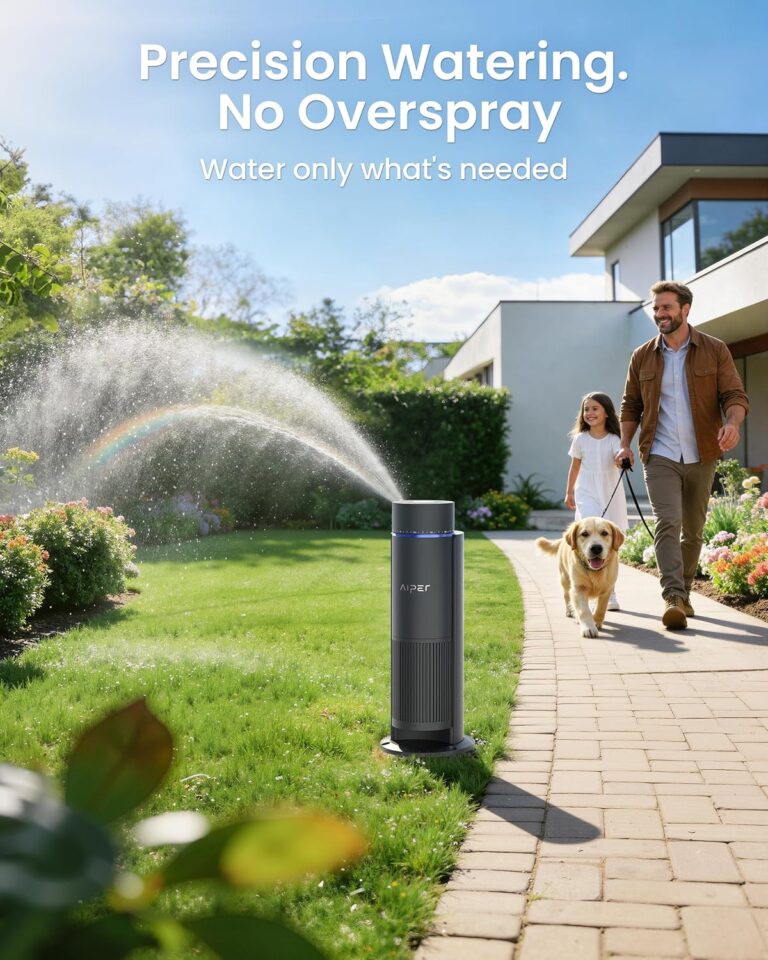 Aiper IrriSense 2 Lawn Sprinkler, Smart Irrigation System, Multi-Zone Plant-Specific Watering, Smart Scheduling, Weather-Adaptive Irrigation with Rain Sensor, for Lawns up to 4,800 sq.ft.-Blue