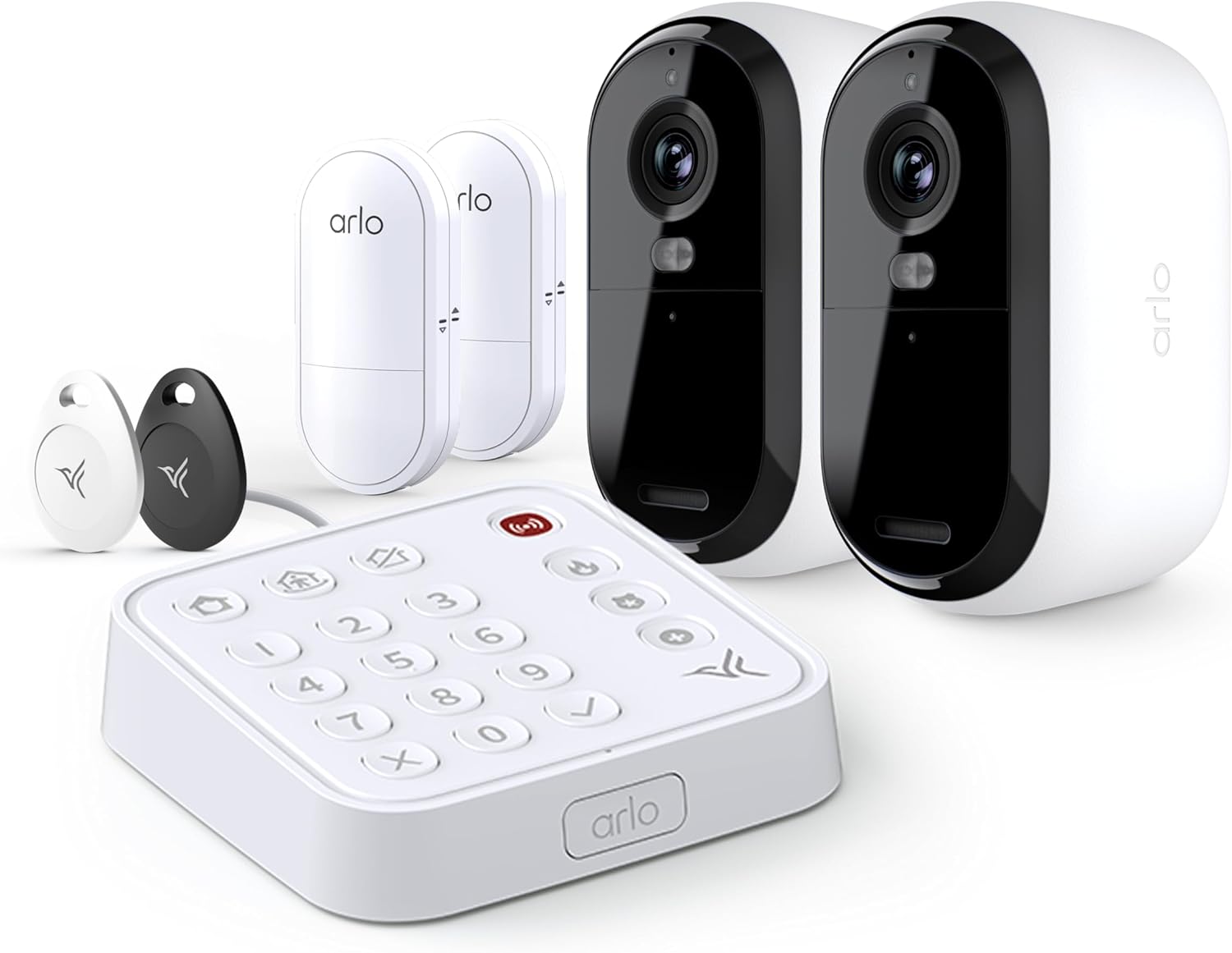 Arlo Home Security System – Alarm System with Wired Keypad Sensor Hub, 5 8-in-1 Sensors & Yard Sign – No Contract Required – DIY Installation – White, SS1501