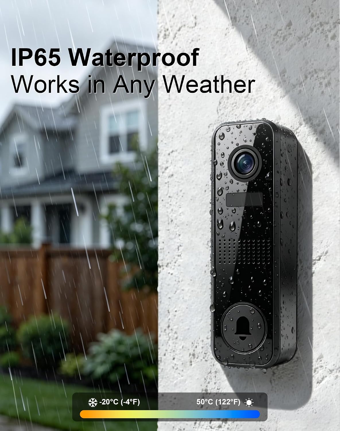 CBAOOO Wireless Doorbell Camera, 2K Video Doorbell, 2.4GHz WiFi | Encrypted Cloud Storage, Human Detection, 2-Way Audio, IP65 Waterproof, 2K Night Vision, 40-Day Battery Doorbell camera