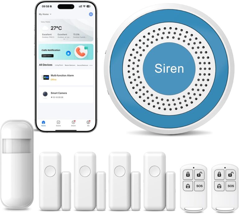 Clouree Home Security System, Home Alarm System Wireless 8 Piece Kit with Phone APP Alert Siren Remote Control Motion Detection Real-time Alarm No Contract Required,24/7 Protection
