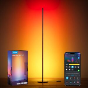 Govee RGBIC Floor Lamp Basic, 1000lm LED Corner Lamp Works with Alexa, 1000lm Modern Floor Lamp with Music Sync and 16 Million DIY Colors, Color Changing Standing Lamp for Bedroom Living Room