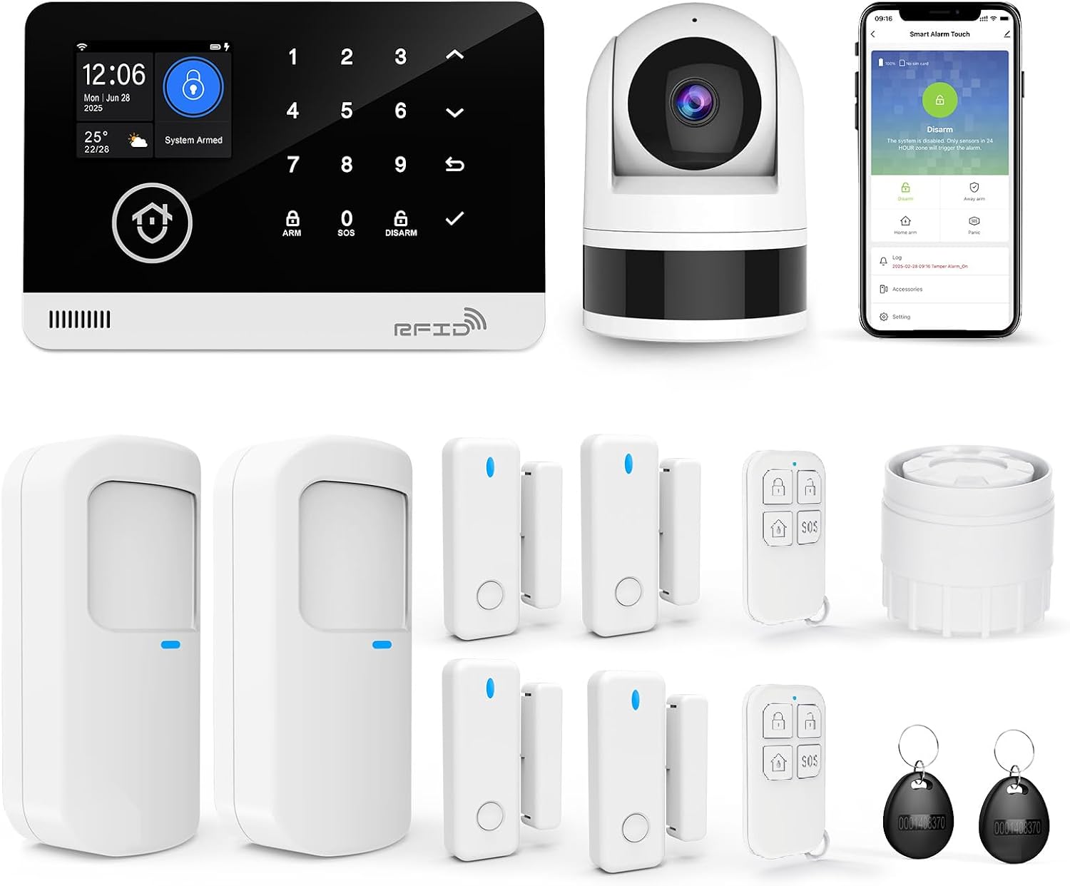 Home Security System, Alarm System for Home Security, WiFi/GSM SMS Alarm System with Motion Detector, 120dB Alarm Siren, Door/Window Burglar Alarm, Smart Remote Control, Alexa-Compatible (G03-2E)