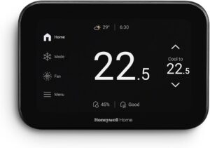 Honeywell Home ElitePRO S1200 Smart WiFi Thermostat, 5" Touchscreen Display, Compatible with Alexa, Apple Home & Google Home, Indoor Air Quality Monitoring, Smart Home Thermostat, Black