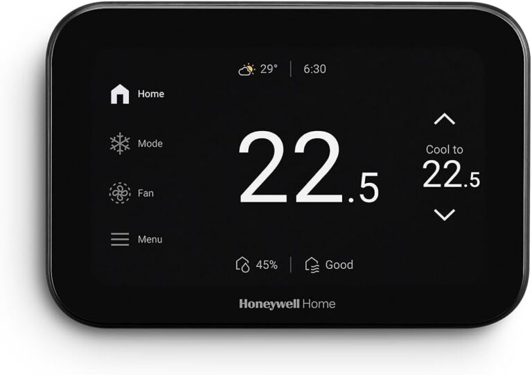 Honeywell Home ElitePRO S1200 Smart WiFi Thermostat, 5″ Touchscreen Display, Compatible with Alexa, Apple Home & Google Home, Indoor Air Quality Monitoring, Smart Home Thermostat, Black
