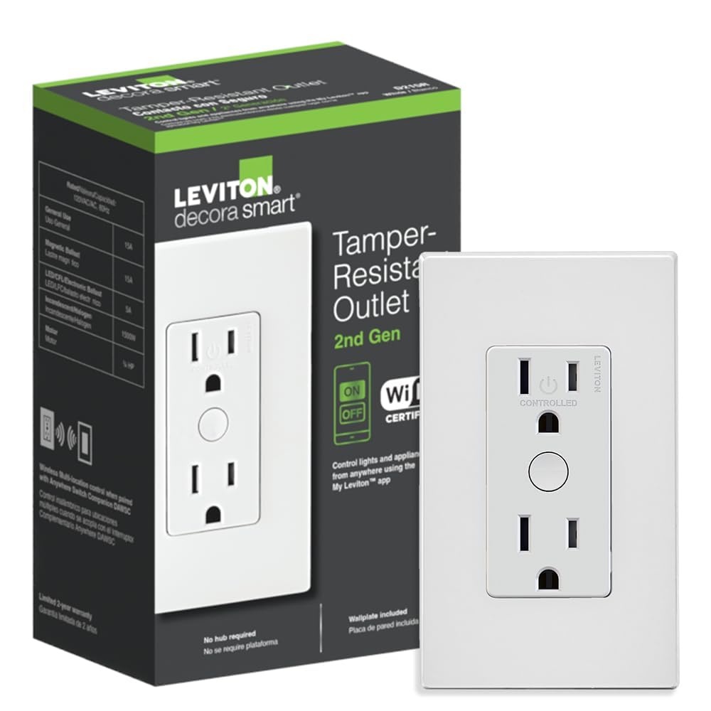 Leviton Decora Smart Dimmer Switch, Wi-Fi, Works with Matter, My Leviton, Alexa, Google Assistant, Apple Home/Siri & Wired or Wire-Free 3-Way, Neutral Wire Required, D36HD-1RW, White
